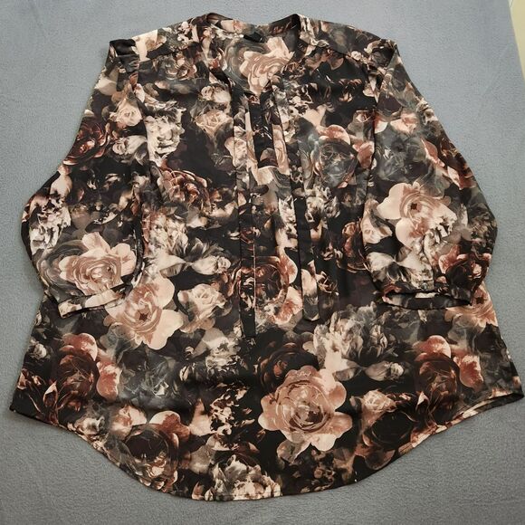 Torrid Floral Georgette Top Women Plus 3X Romantic Bow Tie Blouse Boho Fall - Picture 1 of 11